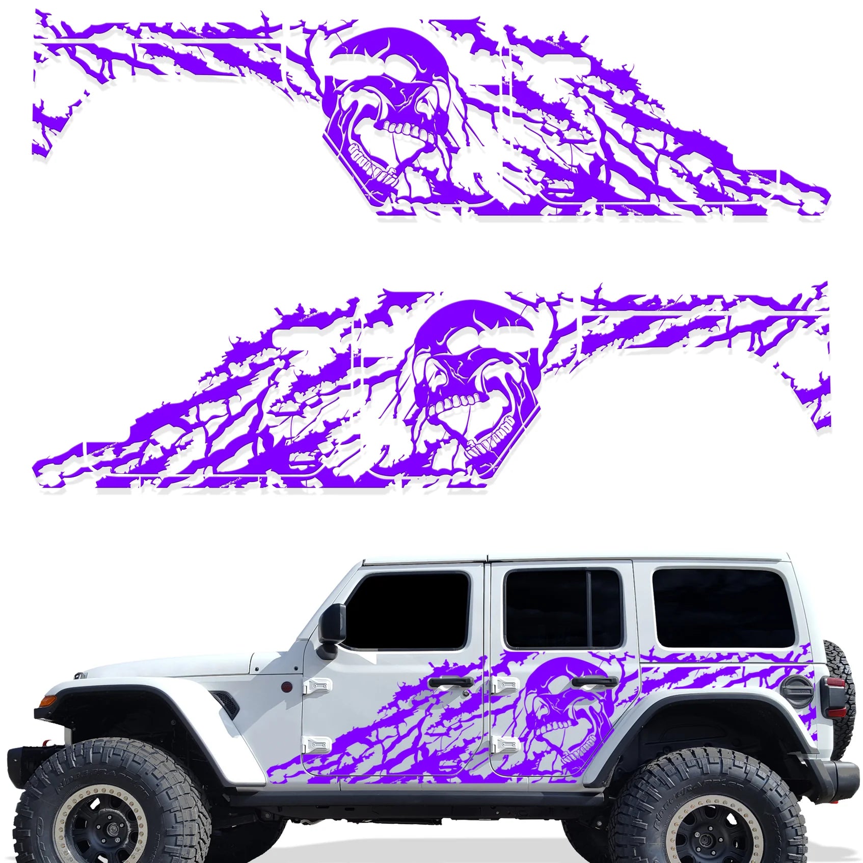 Jeep Wrangler 4-Door JL Vinyl Panel ('18-'22) Nightmare design - RacerX Customs | Auto Graphics, Truck Grilles and Accessories