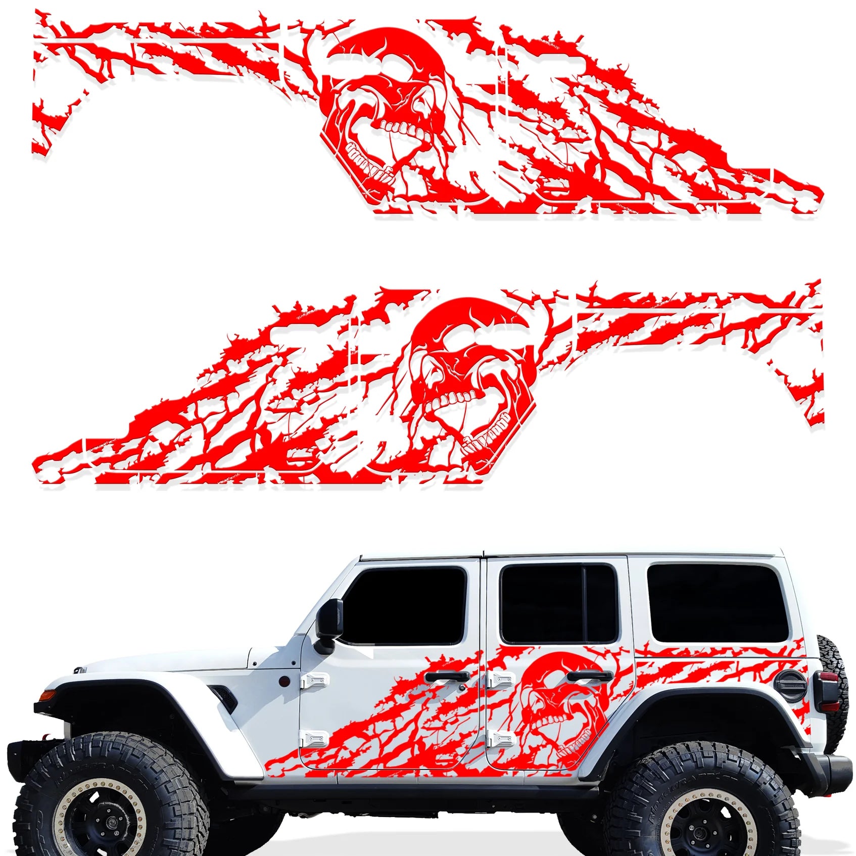 Jeep Wrangler 4-Door JL Vinyl Panel ('18-'22) Nightmare design - RacerX Customs | Auto Graphics, Truck Grilles and Accessories