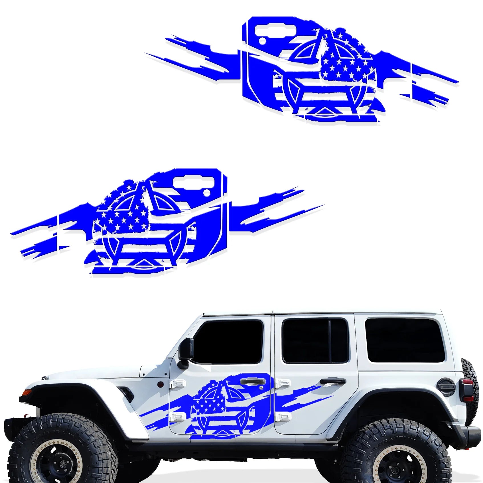 Jeep Wrangler 4-Door JL Vinyl Panel ('18-'22) TORN ARMY STAR design - RacerX Customs | Auto Graphics, Truck Grilles and Accessories