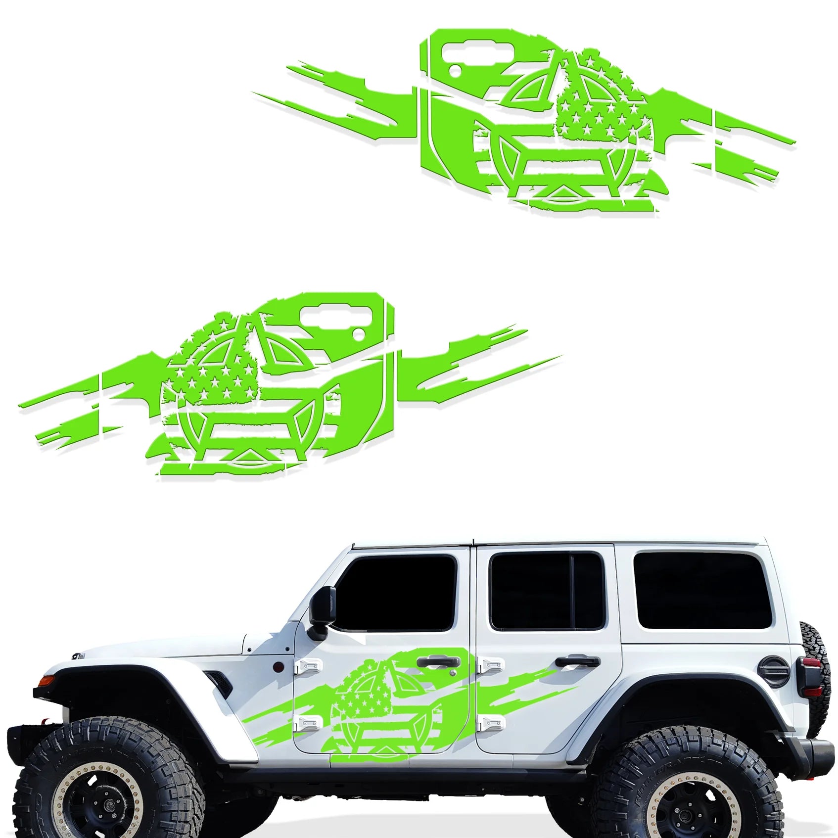 Jeep Wrangler 4-Door JL Vinyl Panel ('18-'22) TORN ARMY STAR design - RacerX Customs | Auto Graphics, Truck Grilles and Accessories