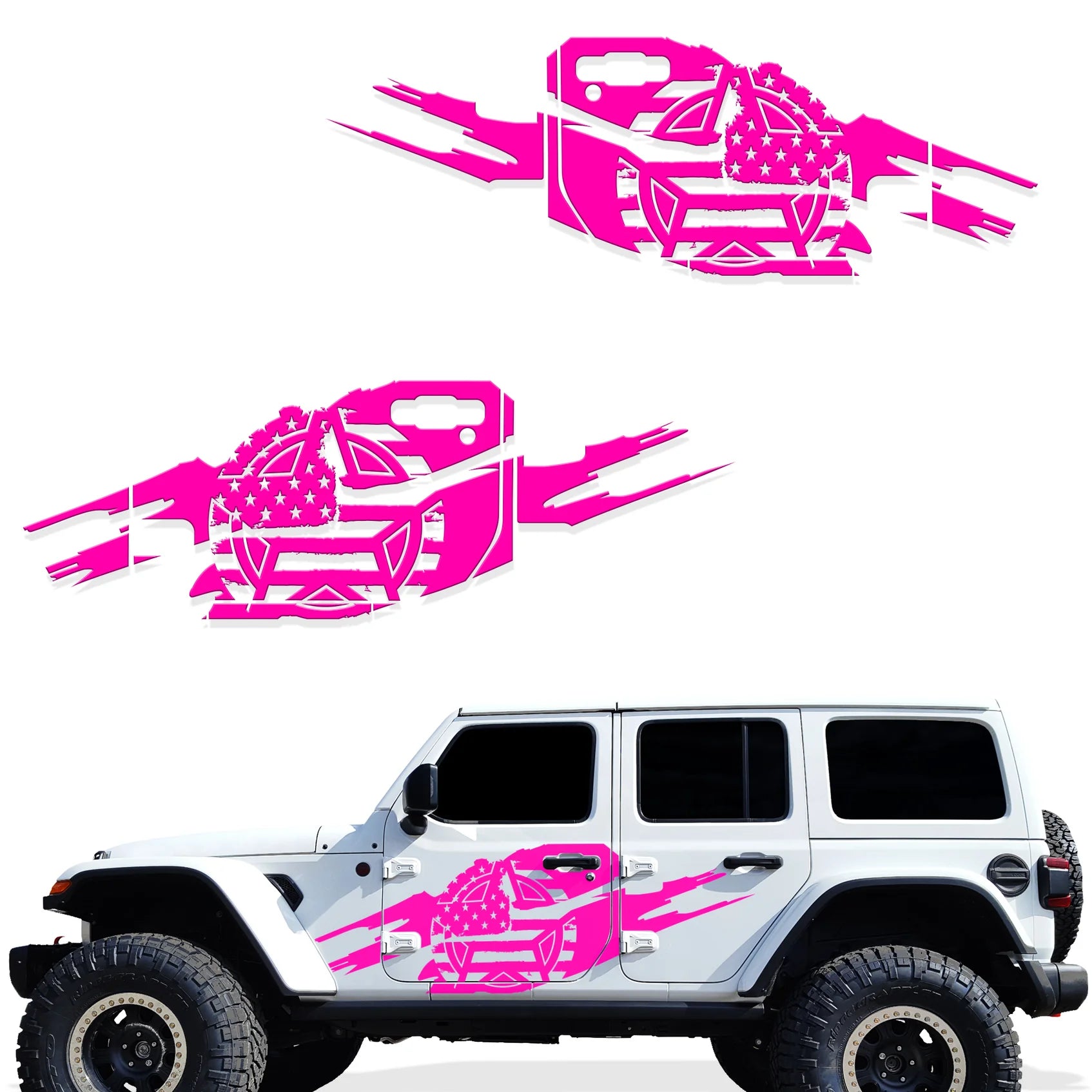 Jeep Wrangler 4-Door JL Vinyl Panel ('18-'22) TORN ARMY STAR design - RacerX Customs | Auto Graphics, Truck Grilles and Accessories