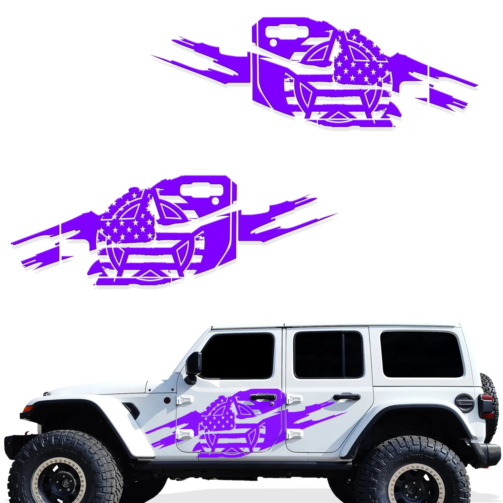 Jeep Wrangler 4-Door JL Vinyl Panel ('18-'22) TORN ARMY STAR design - RacerX Customs | Auto Graphics, Truck Grilles and Accessories