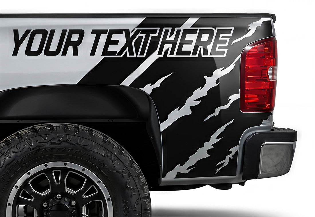Custom Text Shred Quarter-Panel Decals for Trucks