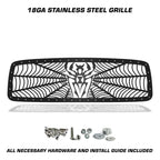 Steel Grille Insert for Ram 1500 (2002–2005) – "Black Widow" Custom Design
