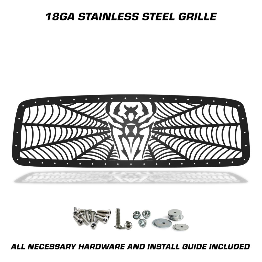 Steel Grille Insert for Ram 1500 (2002–2005) – "Black Widow" Custom Design