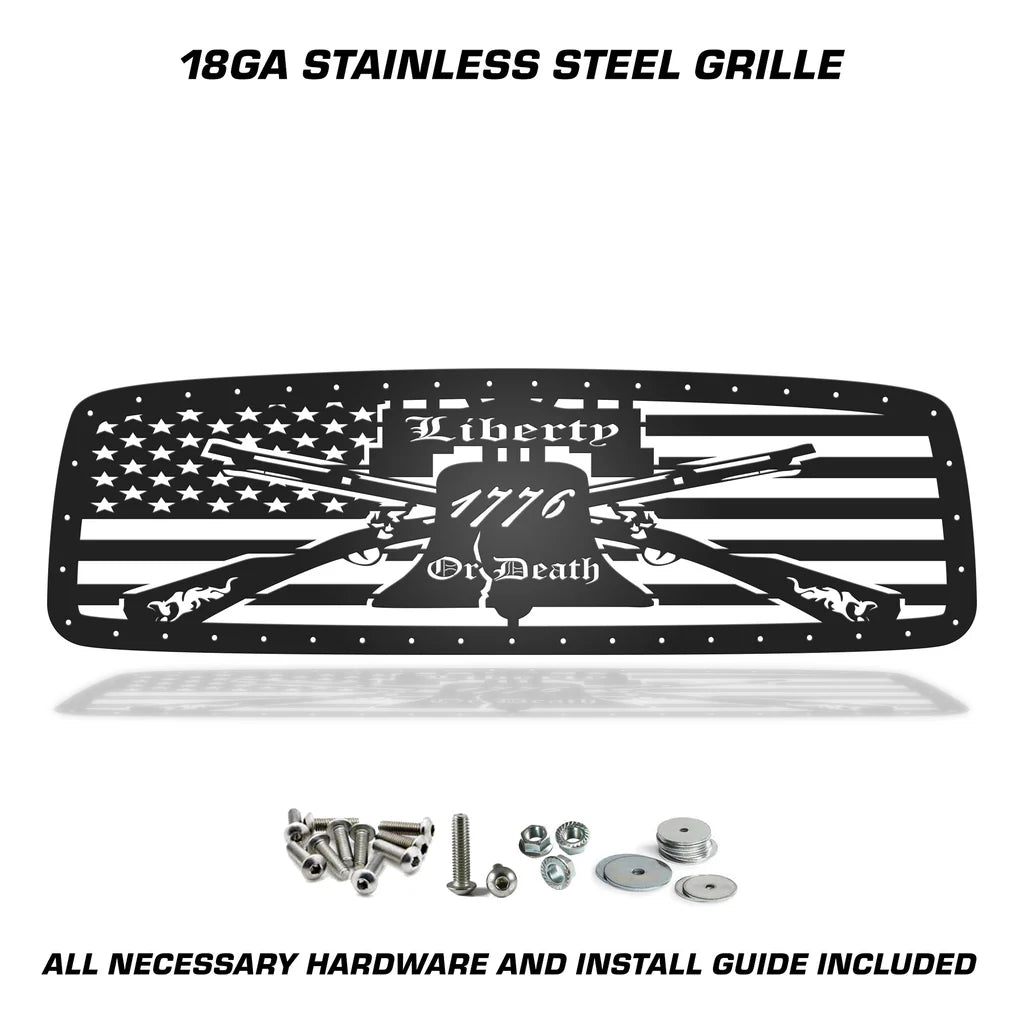 Dodge Ram Steel Grille ('02-'05) LIBERTY - RacerX Customs | Auto Graphics, Truck Grilles and Accessories
