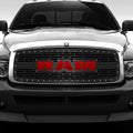 Dodge Ram Steel Grille ('02-'05) Red RAM Logo - RacerX Customs | Auto Graphics, Truck Grilles and Accessories