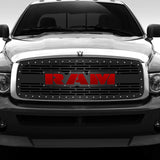 Dodge Ram Steel Grille ('02-'05) Red RAM Logo - RacerX Customs | Auto Graphics, Truck Grilles and Accessories