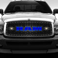 Steel Grille Insert for a Dodge Ram ('02-'05) Blue RAM Logo with LED Light Pods - RacerX Customs | Auto Graphics, Truck Grilles and Accessories