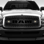 Steel Grille Insert for a Dodge Ram ('02-'05) RAM Logo with LED Light Pods