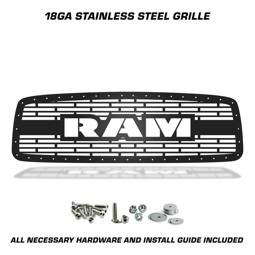 Dodge Ram Steel Grille ('02-'05) RAM Logo - RacerX Customs | Auto Graphics, Truck Grilles and Accessories
