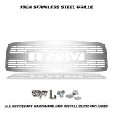 Dodge Ram Polished Stainless Steel Grille ('02-'05) RAM Logo - RacerX Customs | Auto Graphics, Truck Grilles and Accessories