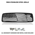 Dodge Ram Steel Grille ('02-'05) AMERICAN FLAG - RacerX Customs | Auto Graphics, Truck Grilles and Accessories