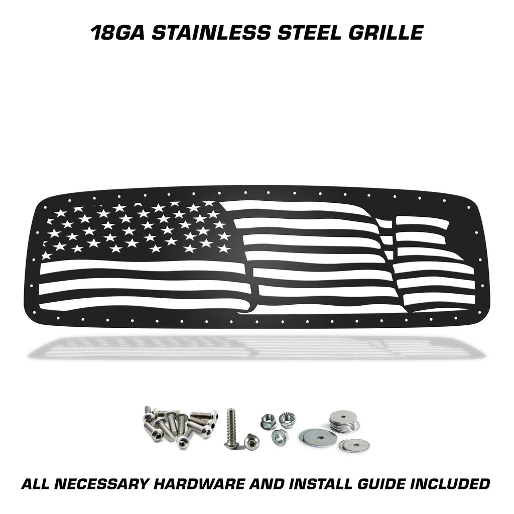 Dodge Ram Steel Grille ('02-'05) AMERICAN FLAG - RacerX Customs | Auto Graphics, Truck Grilles and Accessories