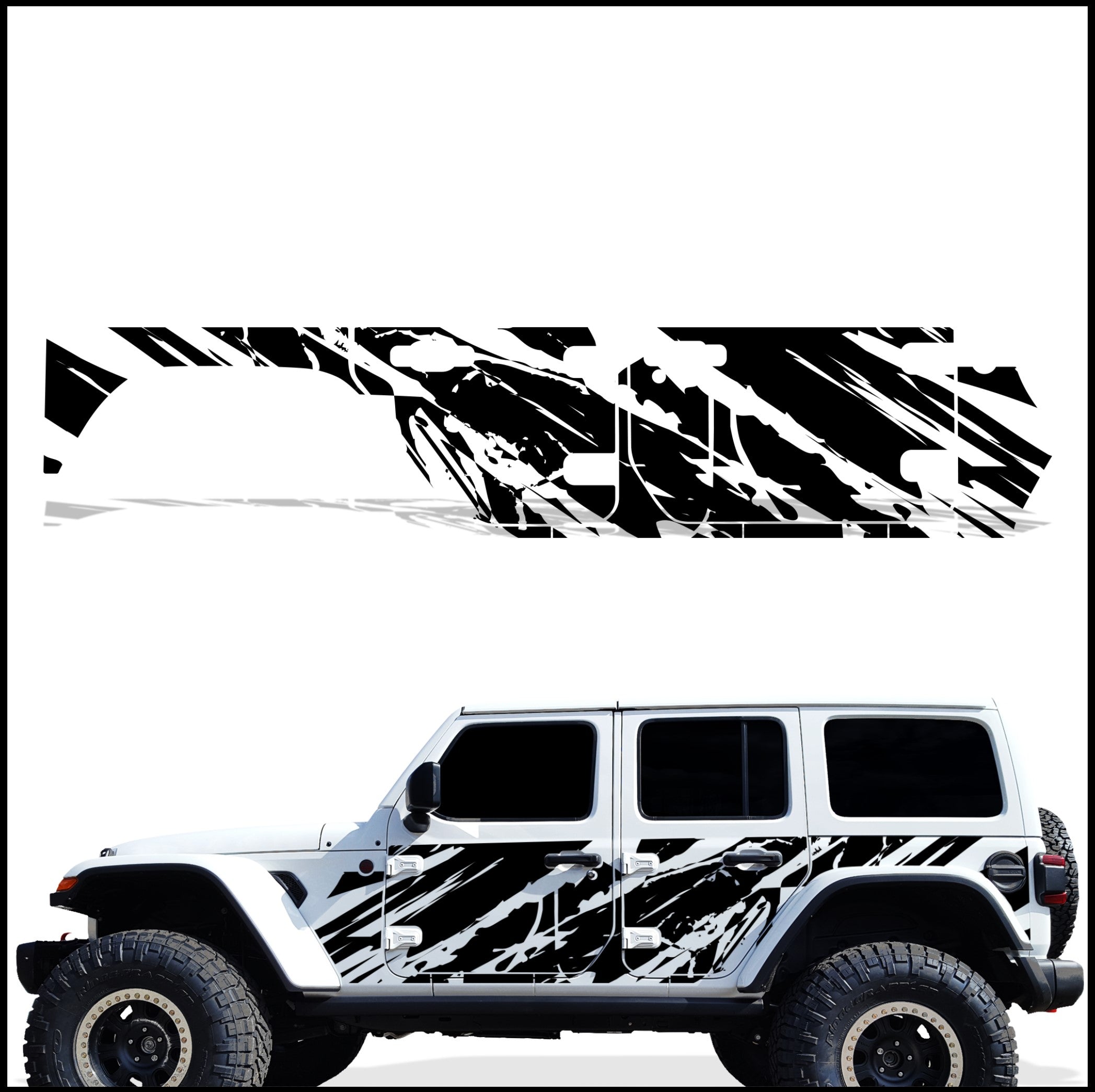 Jeep Wrangler 4-Door JL Vinyl Panel ('18-'22) SHRED design - RacerX Customs | Auto Graphics, Truck Grilles and Accessories