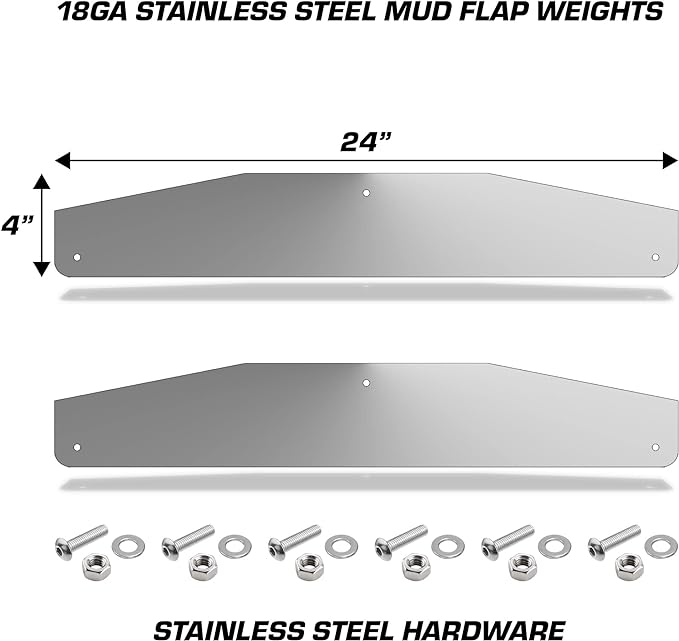 Mud Flap Splash Guards for Semi-Trucks with Stainless Steel Weights - Smooth Stainless Steel - RacerX Customs | Auto Graphics, Truck Grilles and Accessories