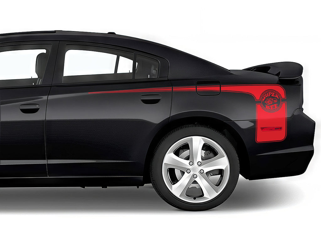 Dodge Charger Rear-Side Stripes ('11-'14) Super-Bee - RacerX Customs | Auto Graphics, Truck Grilles and Accessories