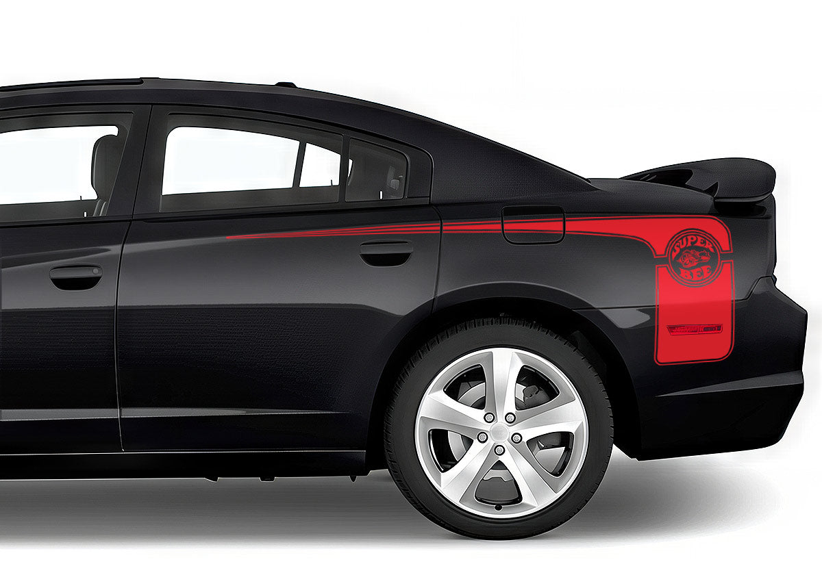Dodge Charger Rear-Side Stripes ('11-'14) Super-Bee - RacerX Customs | Auto Graphics, Truck Grilles and Accessories