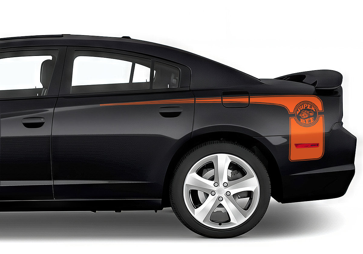 Dodge Charger Rear-Side Stripes ('11-'14) Super-Bee - RacerX Customs | Auto Graphics, Truck Grilles and Accessories