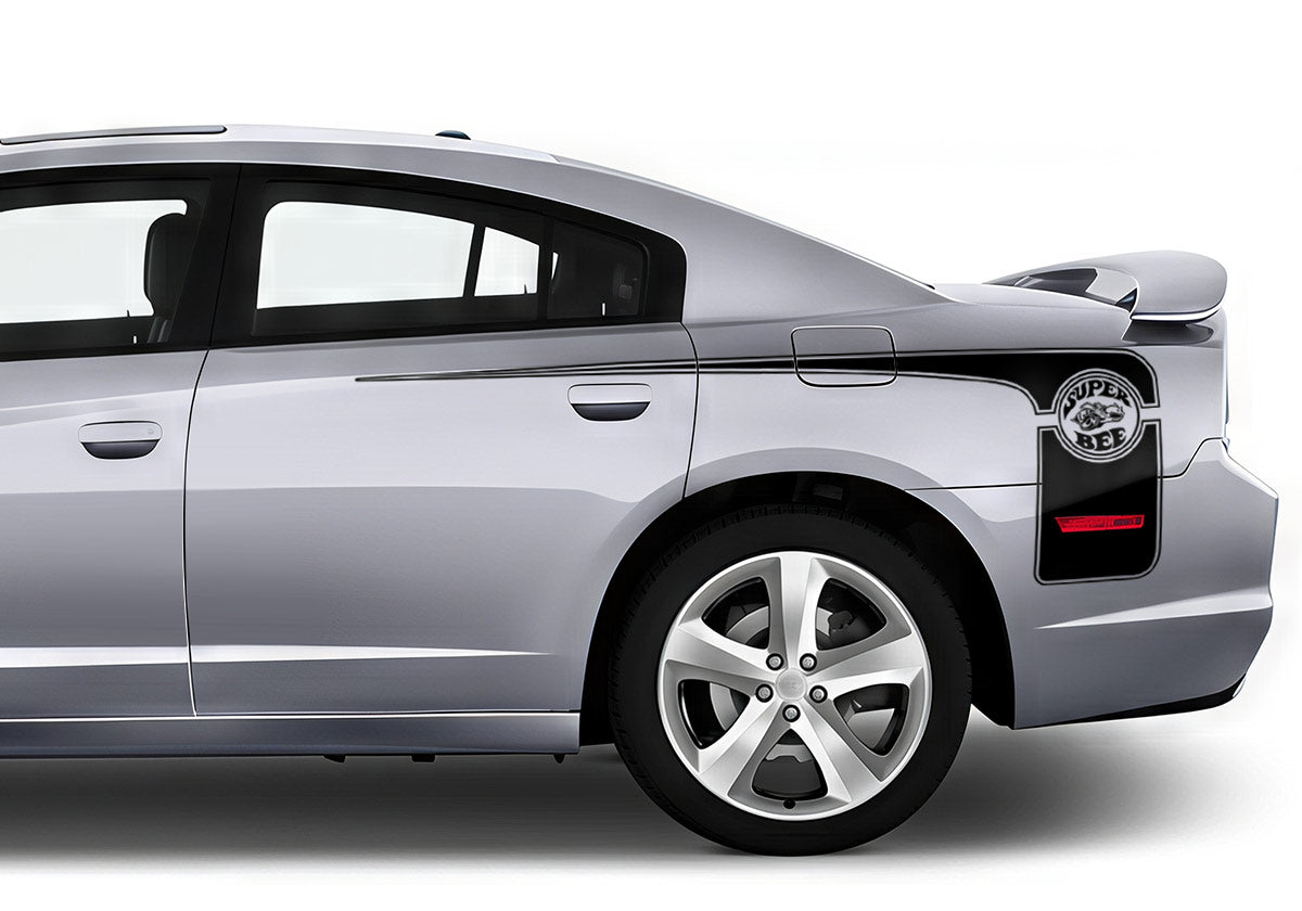 Dodge Charger Rear-Side Stripes ('11-'14) Super-Bee - RacerX Customs | Auto Graphics, Truck Grilles and Accessories