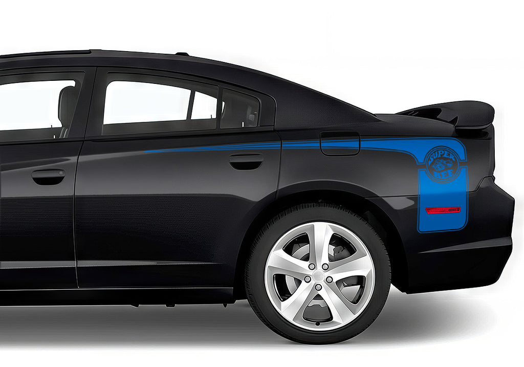 Dodge Charger Rear-Side Stripes ('11-'14) Super-Bee - RacerX Customs | Auto Graphics, Truck Grilles and Accessories