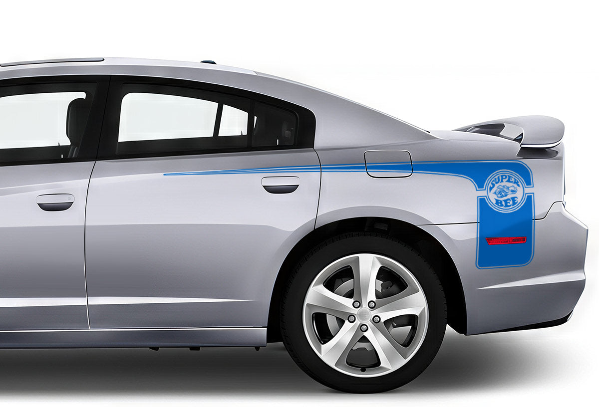Dodge Charger Rear-Side Stripes ('11-'14) Super-Bee - RacerX Customs | Auto Graphics, Truck Grilles and Accessories