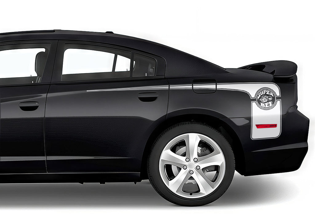 Dodge Charger Rear-Side Stripes ('11-'14) Super-Bee - RacerX Customs | Auto Graphics, Truck Grilles and Accessories