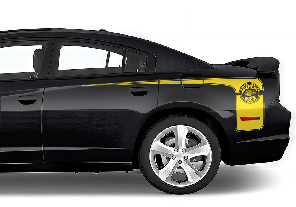 Dodge Charger Rear-Side Stripes ('11-'14) Super-Bee - RacerX Customs | Auto Graphics, Truck Grilles and Accessories