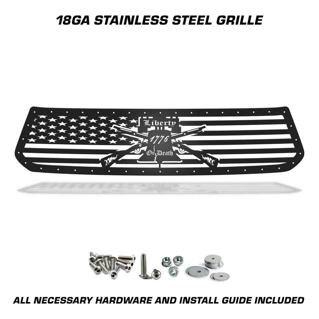Toyota Tundra Grille ('14-'17) Black Steel, LIBERTY or DEATH - RacerX Customs | Auto Graphics, Truck Grilles and Accessories