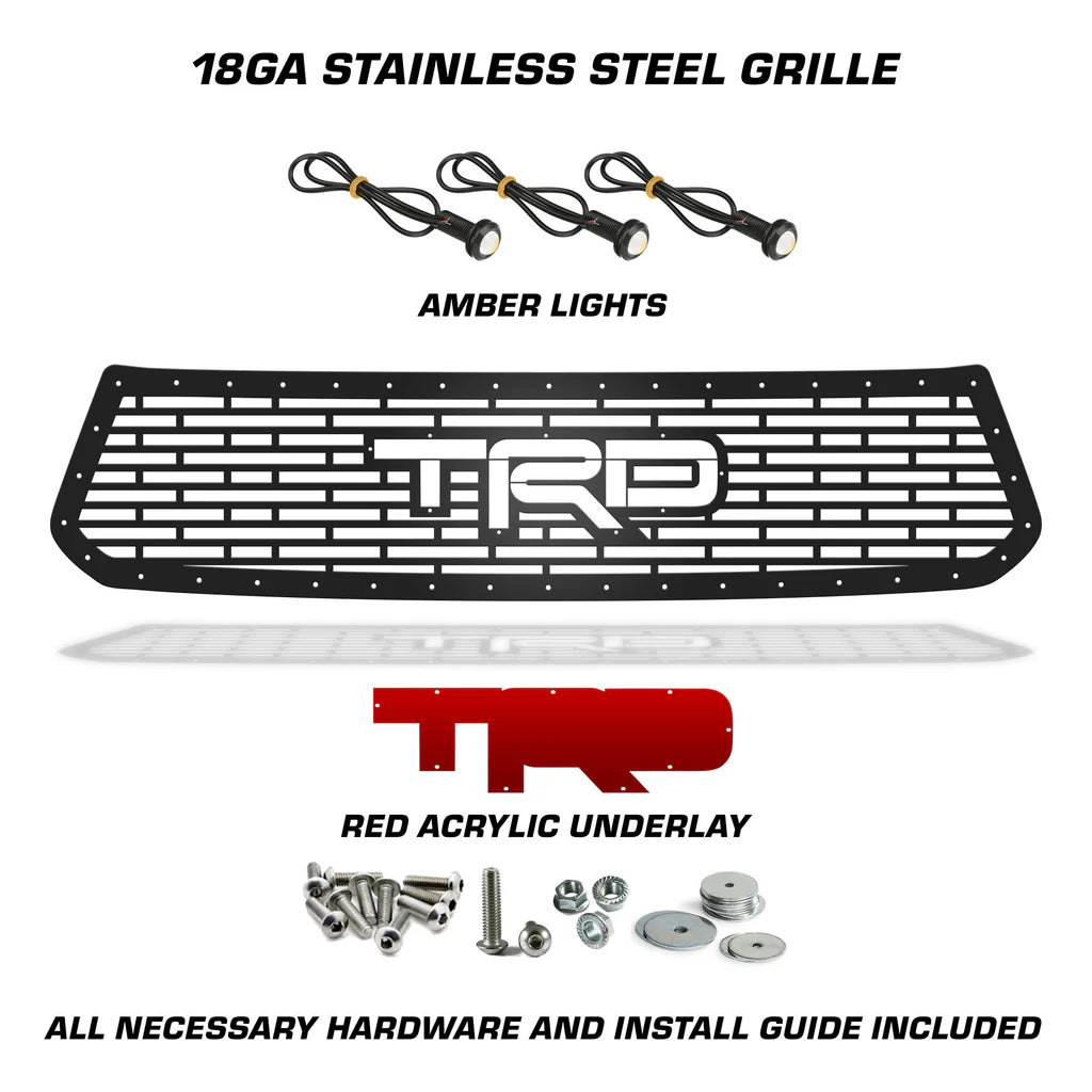 Toyota Tundra Steel Grille ('14-'17) Red TRD with 3 Amber Lights