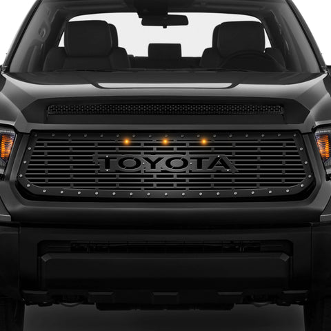 Toyota Tundra Steel Grille ('14-'17) with LED Lights & TOYOTA v1