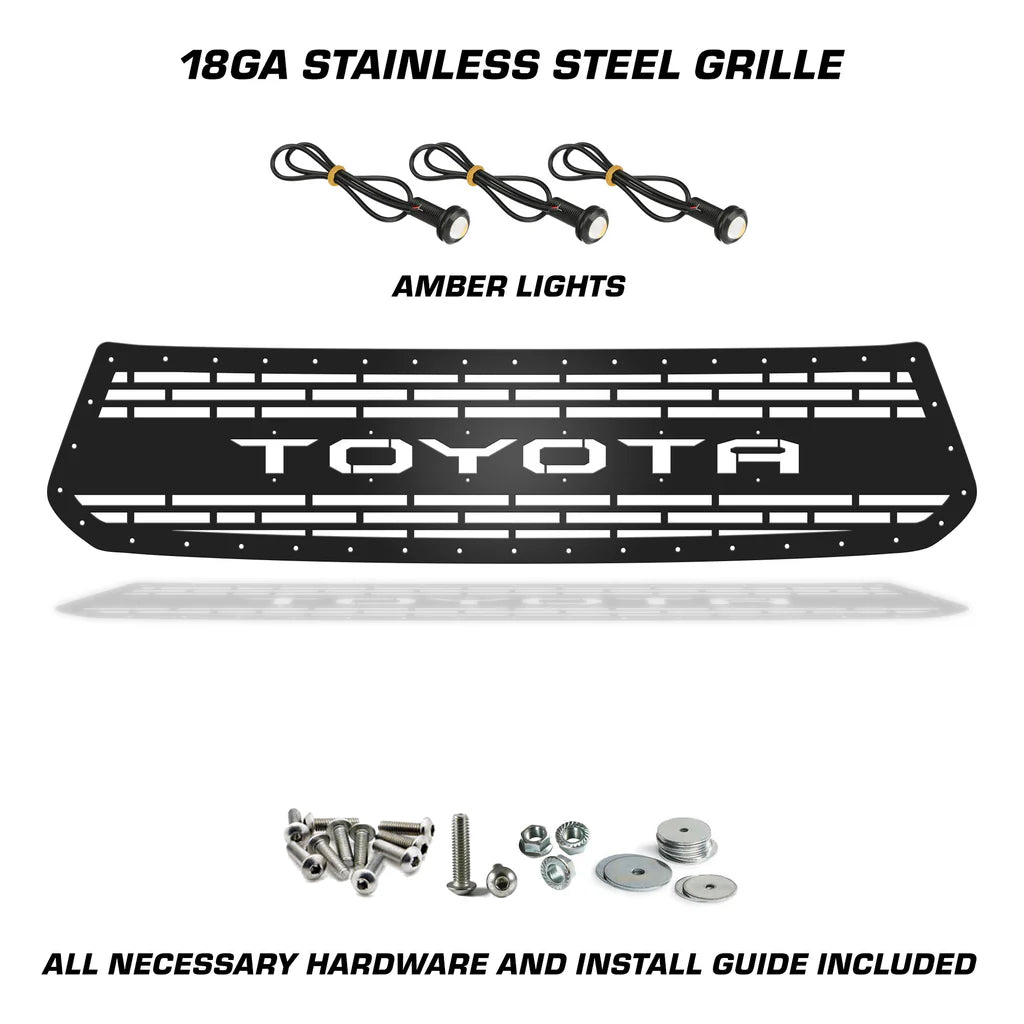 Toyota Tundra Steel Grille ('14-'17) with LED Lights & TOYOTA v2