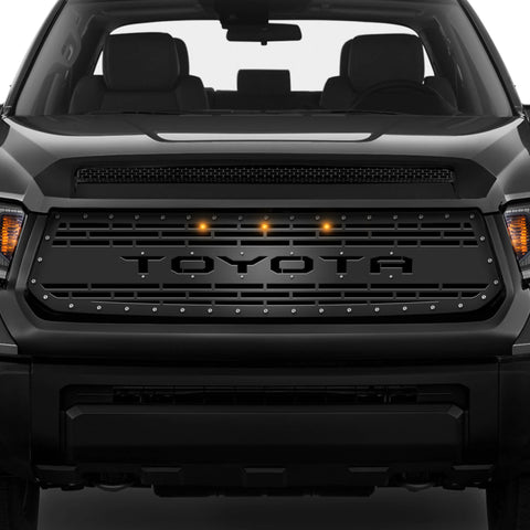 Toyota Tundra Steel Grille ('14-'17) with LED Lights & TOYOTA v2
