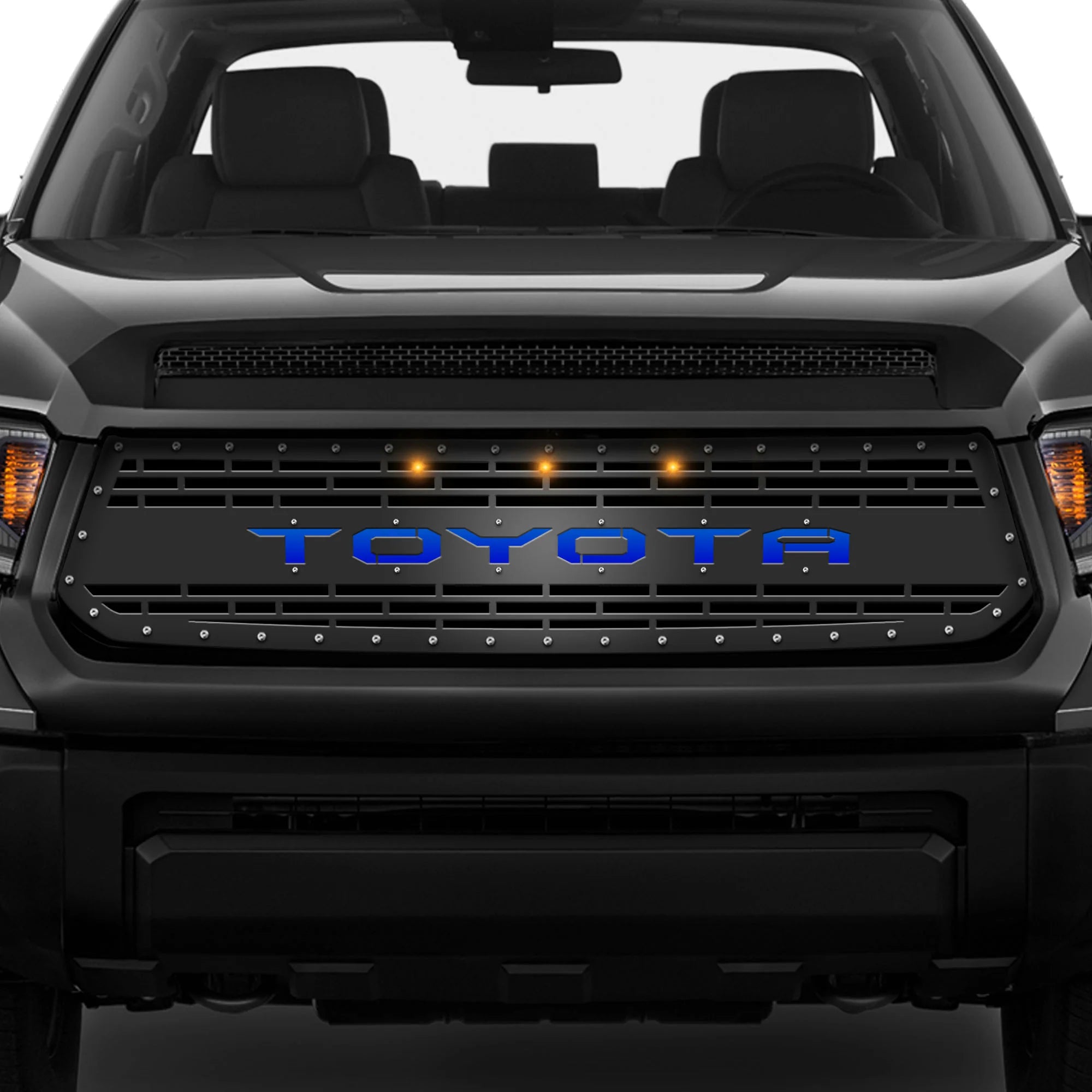 Toyota Tundra Steel Grille ('14-'17) Blue TOYOTA with LED Lights