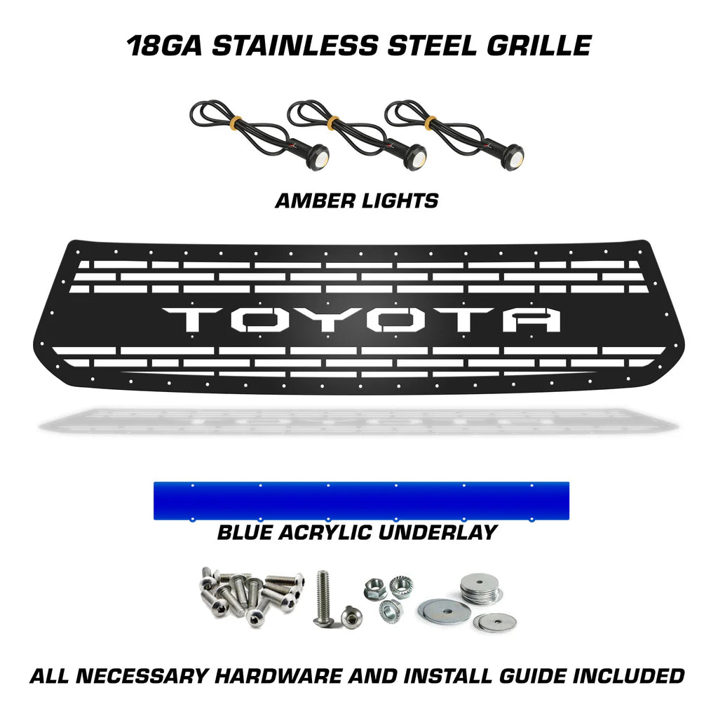 Toyota Tundra Steel Grille ('14-'17) Blue TOYOTA with LED Lights