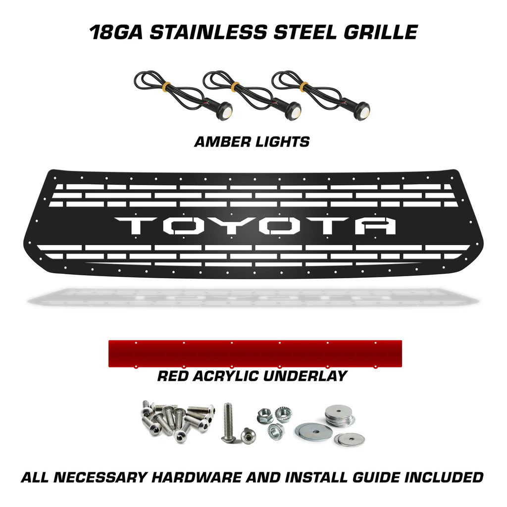Toyota Tundra Steel Grille ('14-'17) RED TOYOTA with LED Lights