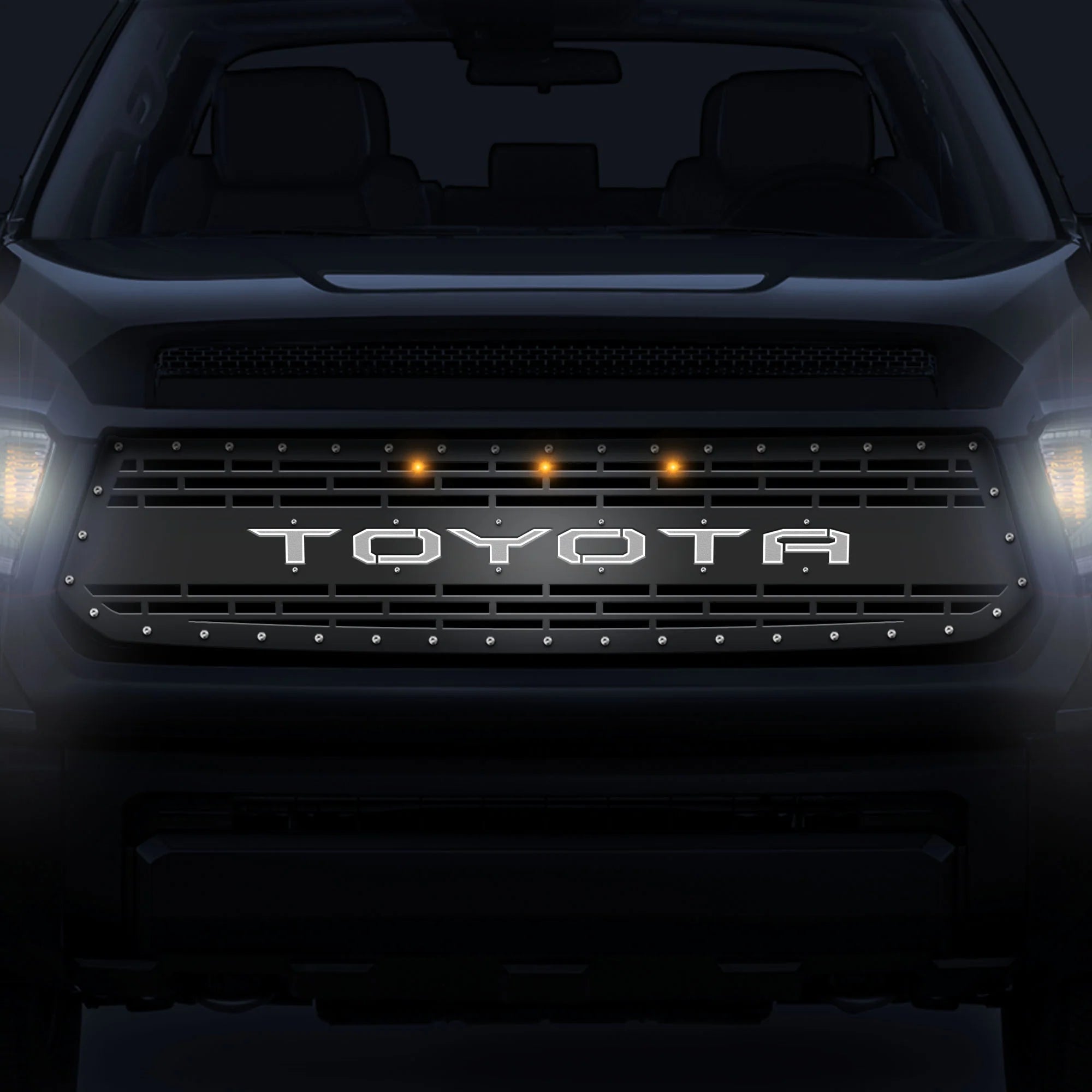 Toyota Tundra Grille ('14-'17) with X-LITE & Raptor-Style LED Lights - RacerX Customs | Auto Graphics, Truck Grilles and Accessories