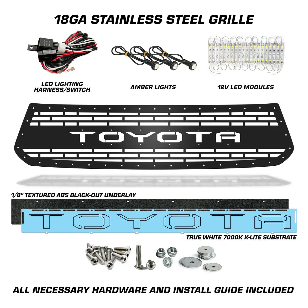 Toyota Tundra Grille ('14-'17) with X-LITE & Raptor-Style LED Lights - RacerX Customs | Auto Graphics, Truck Grilles and Accessories