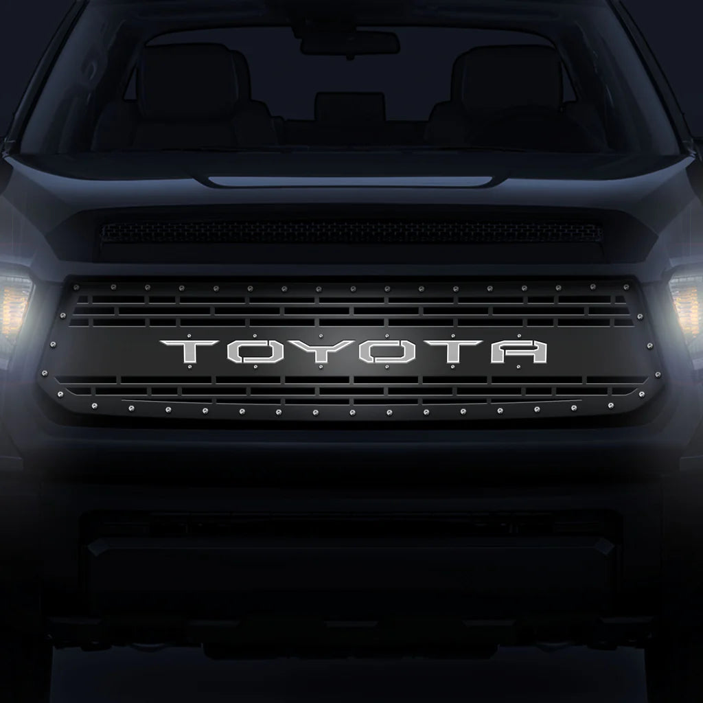 Toyota Tundra Grille ('14-'17) with LED X-Lite - TOYOTA Logo - RacerX Customs | Auto Graphics, Truck Grilles and Accessories
