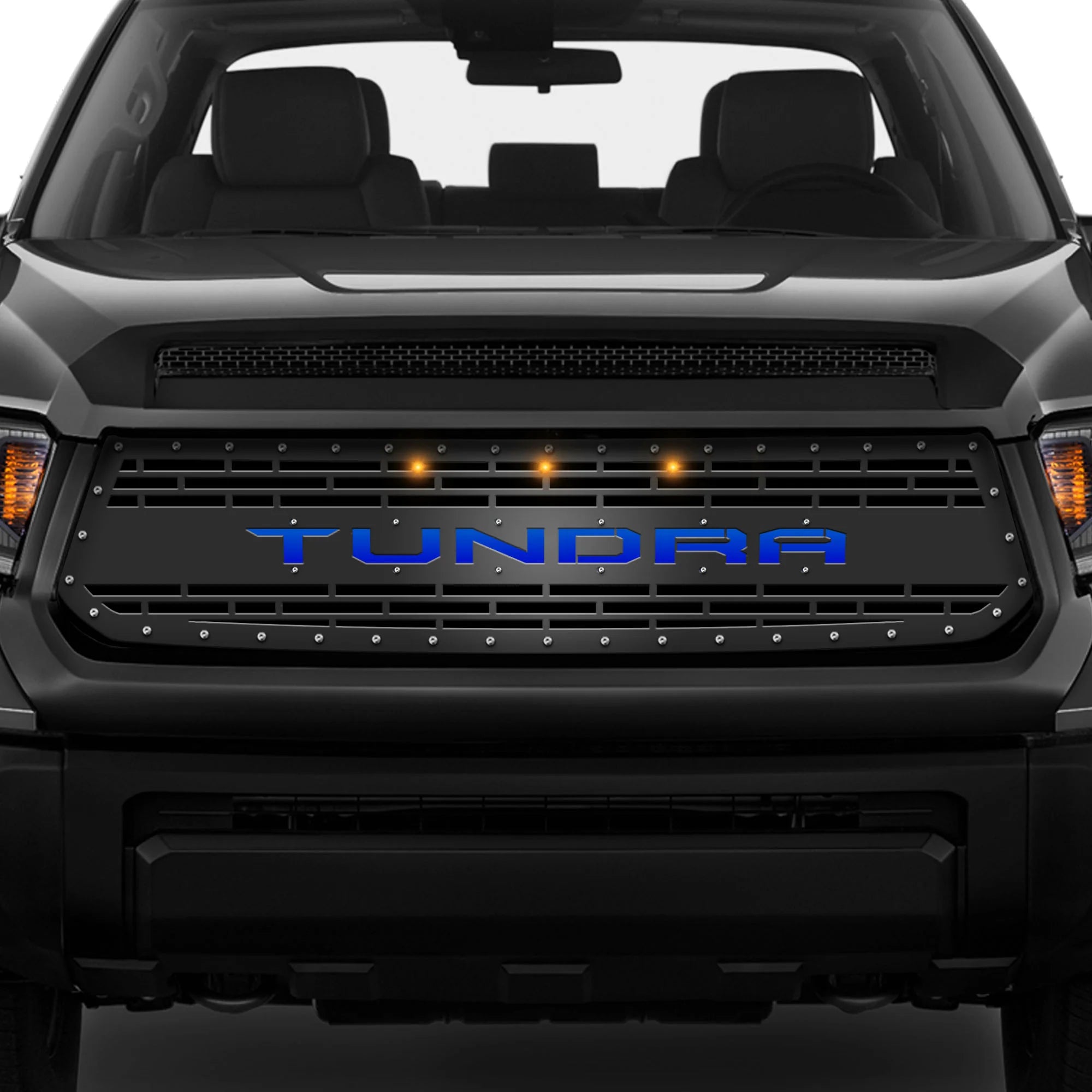 Toyota Tundra Steel Grille ('14-'17) BLUE TUNDRA with LED Lights - RacerX Customs | Auto Graphics, Truck Grilles and Accessories