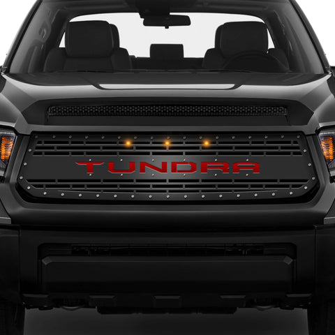 Toyota Tundra Steel Grille ('14-'17) RED TUNDRA with LED Lights
