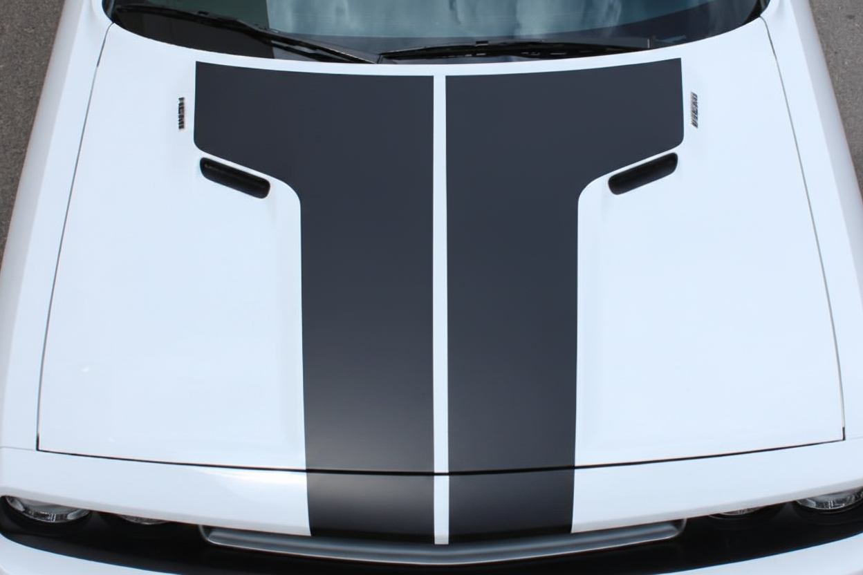 Matte Black Rally Hood Stripes