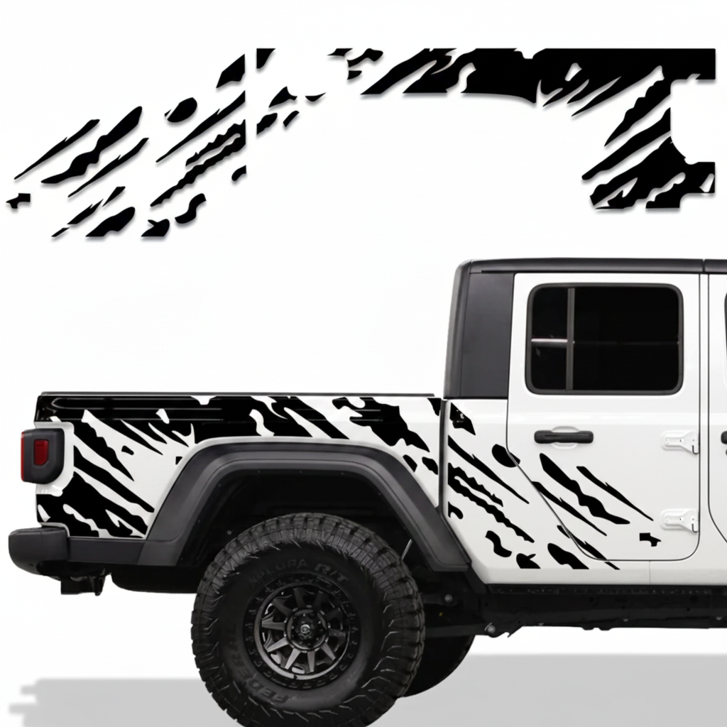 Fixed - Black Flat Strips + Gloss Black on Jeep + Black Fender
