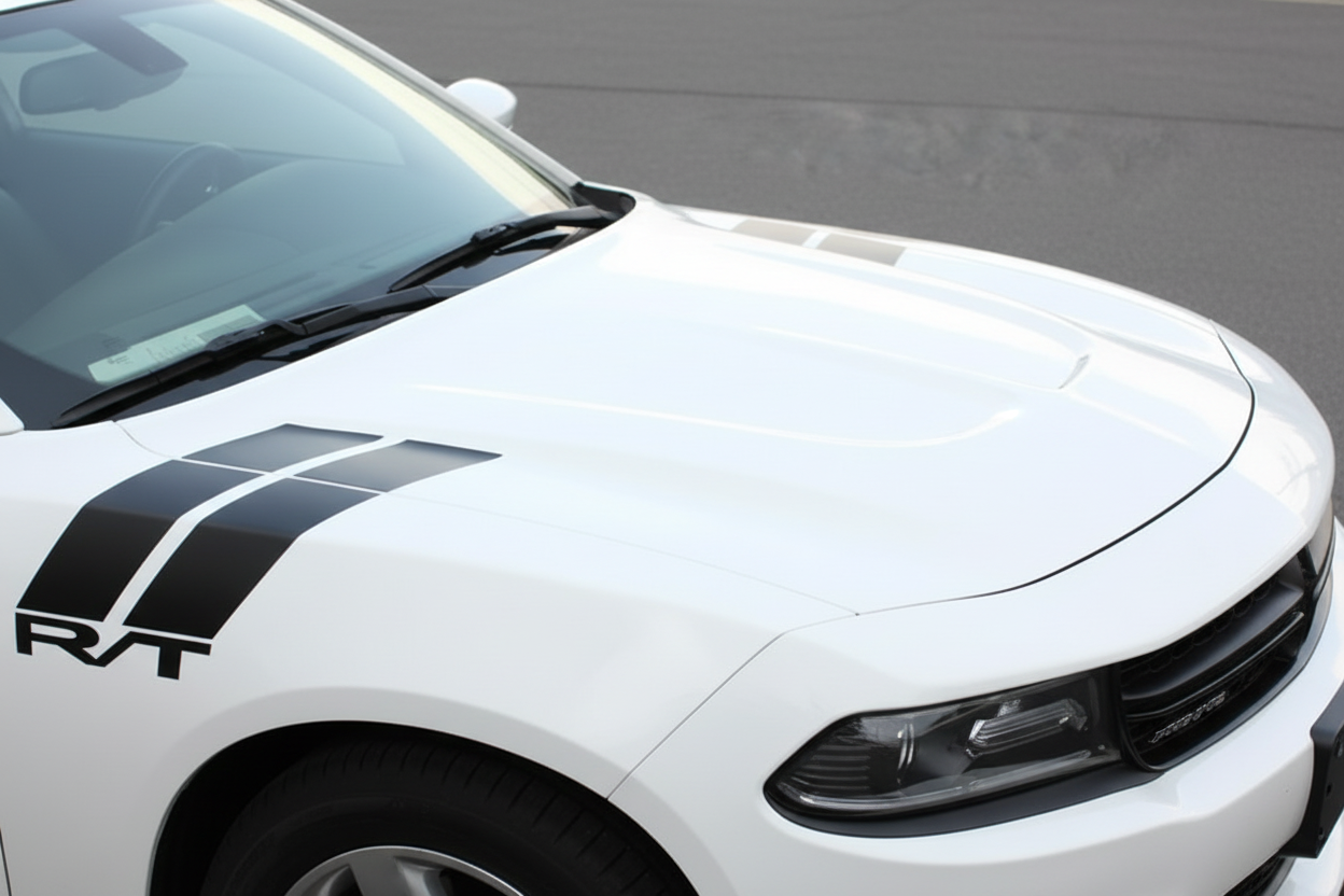 Dodge Charger R/T hash mark vinyl stripe decal both sides driver angle