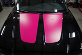 Dodge Charger Hood Accents - Black car with hot pink vinyl stripes