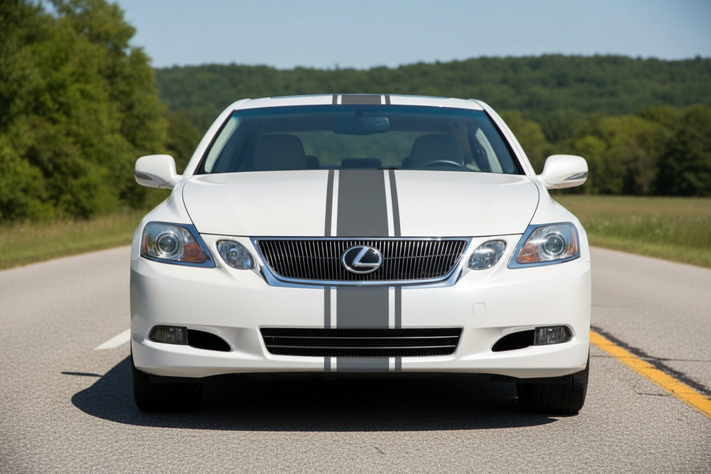 Nimbus Gray Racing Stripes on White 2006-2013 Lexus GS - RacerX Customs