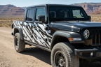 Jeep Gladiator 4-Door WAVY white vinyl decals - sunny desert canyon lifestyle shot