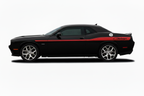 Dodge Challenger Vinyl Stripes Kit - Black with Fire Engine Red Stripe - RacerX Customs