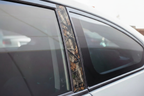 Scion tC Vinyl Window Pillar Accents - Mossy Oak Breakup Camo with tC Cutout