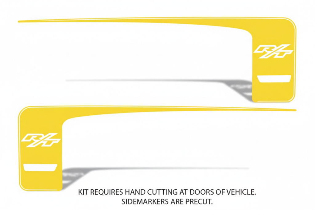 Yellow RT rear-side stripe decal kit for 2011–2014 Dodge Charger